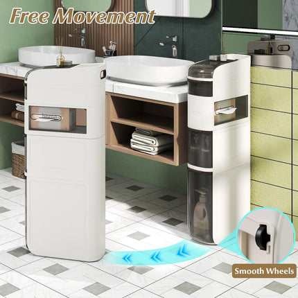 Dreamade 5-Tier Narrow Bathroom Storage Cabinet with Drawers and Tissue Box