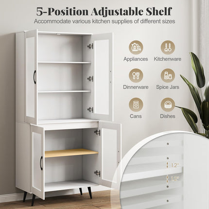 Dreamade Kitchen Pantry Cabinet 70.5" Tall Cupboard with 4 Transparent Doors