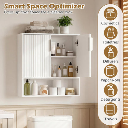 Dreamade Fluted Bathroom Wall Cabinet | Over-the-Toilet Medicine Cabinet w/ 2 Doors
