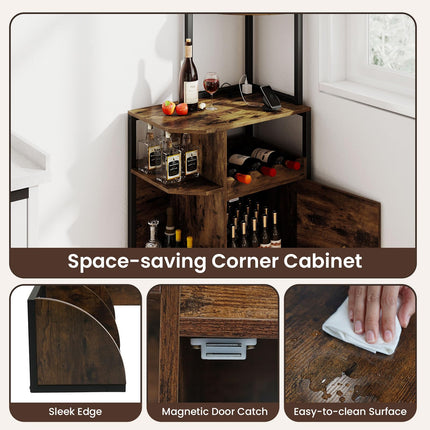 Dreamade Corner Bar Cabinet w/Power Outlets