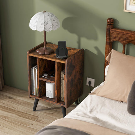 Dreamade Record Player Stand, Turntable Stand with Charging Station