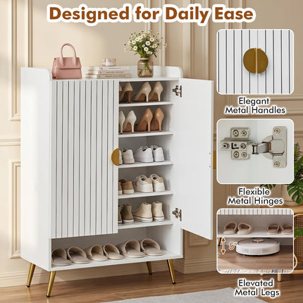 Dreamade 7-Tier Wooden Shoe Storage Cabinet w/Doors