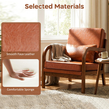 Dreamade Mid-Century Modern Accent Chair with Lumbar Pillow