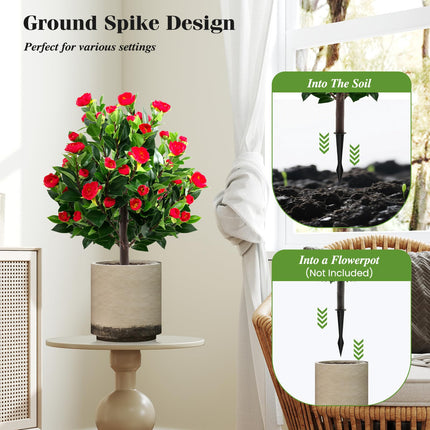Dreamade 31 Inches Artificial Camellia Tree Set 2 Pack Fake Flower Trees