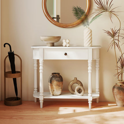 Dreamade 36" Wooden Entryway Table with Storage Drawer & Open Shelf
