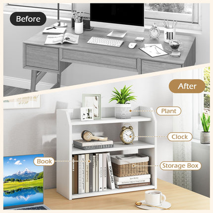 Dreamade 3-Tier Desktop Bookshelf Small Wood Countertop Organizer(1/2)