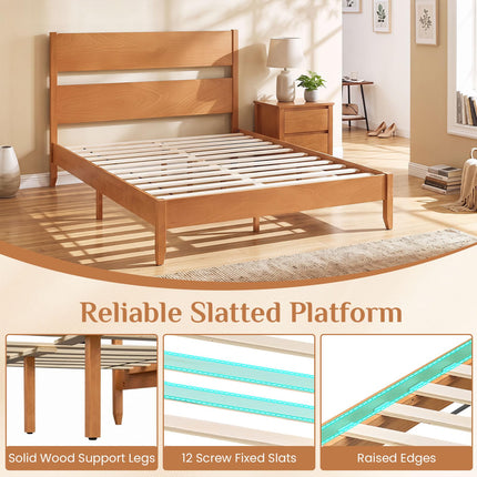 Dreamade Queen/Full/Twin Size Wooden Bed Frame with Slatted Headboard