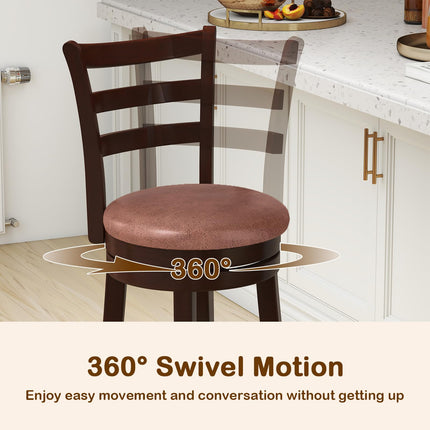 Dreamade 26" Counter Height Swivel Barstools Set of 2/4 with Faux Leather Seat and Wrap-around Footrest