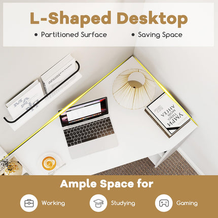Dreamade White Desk with Drawer 48 Inch Corner Desk