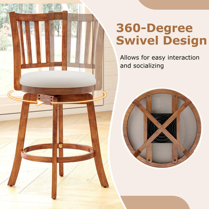 Dreamade 25" Counter Height Stools Set of 2/4 with Rubber Wood Legs & Footrest & Upholstered Seat