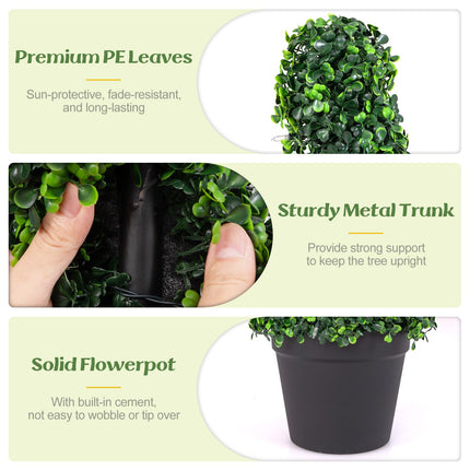 Dreamade 4FT Pre-Lit Artificial Spiral Boxwood Topiary Tree w/ 100 LED Lights, Nursery Pot, Indoor Outdoor Home Front Porch Holiday Decoration