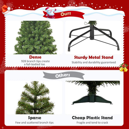 Dreamade Artificial Christmas Tree, Unlit Premium Hinged Spruce Xmas Tree with Solid Metal Stand, for Outdoor and Indoor Decor