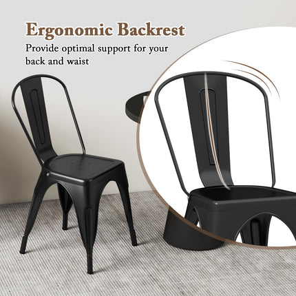 Dreamade Metal Dining Chairs Set of 4, Farmhouse Kitchen Chairs with Removable Backrest