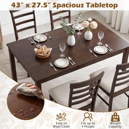 Dreamade 43.5" Solid Rubber Wood Kitchen Table