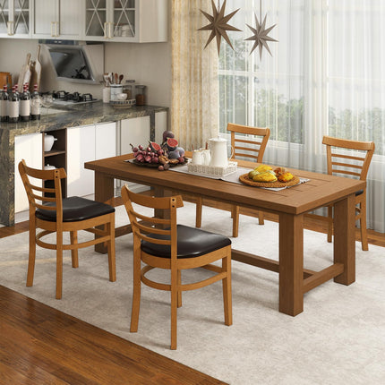 Dreamade Wooden Dining Chairs Set PU Leather Upholstered Kitchen Chair w/Rubber Wood Legs