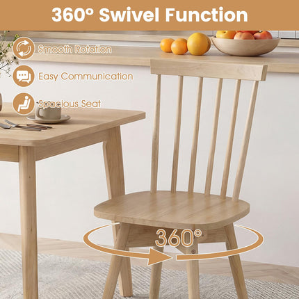 Dreamade Windsor Mid Century Rubber Wood Kitchen Chairs with Swivel Seat & Spindle Back (2/4)