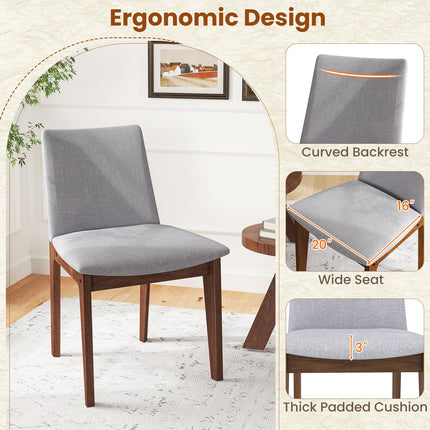 Dreamade Upholstered Dining Chairs Set of 2/4, Linen Fabric Wooden Kitchen Chairs w/Rubber Wood Frame