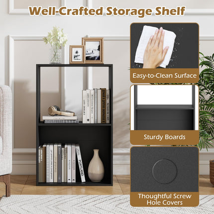Dreamade 3-Tier Bookshelf | 2-Cube Bookcase w/Open Storage Compartment (1/2)