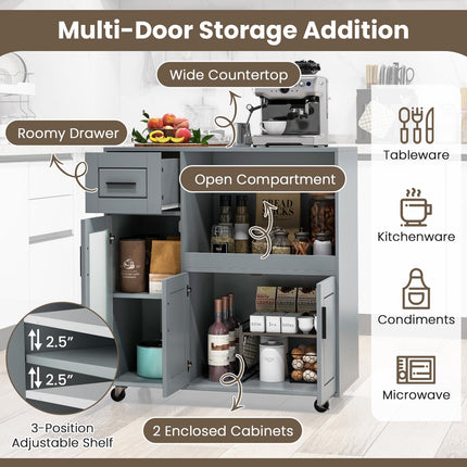 Dreamade Kitchen Island with Storage, Kitchen Cart with Wheels