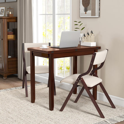 Dreamade Dining Table Set for 2 OR 4, Kitchen Table Chairs Set, Expandable Dining Table with Upholstered Folding Dining Chairs