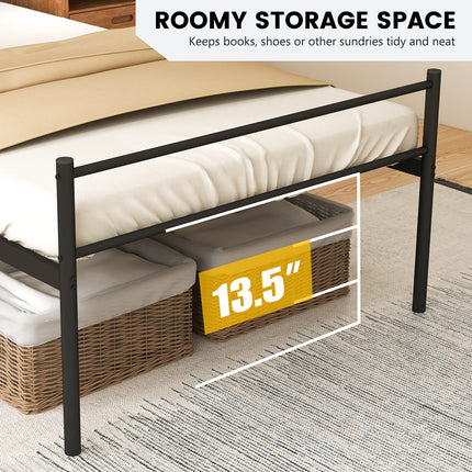 Dreamade Twin Size Metal Bed Frame with Headboard & Footboard, 13.5 Inch Platform Bed Frame