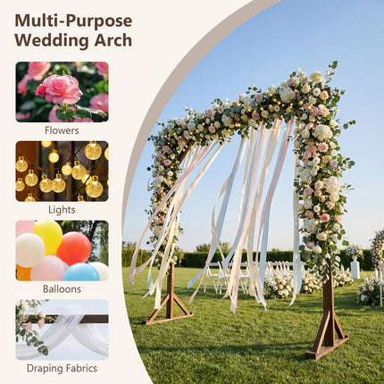 Dreamade 87" Wood Wedding Arbor Backdrop Stand with Ground Stakes