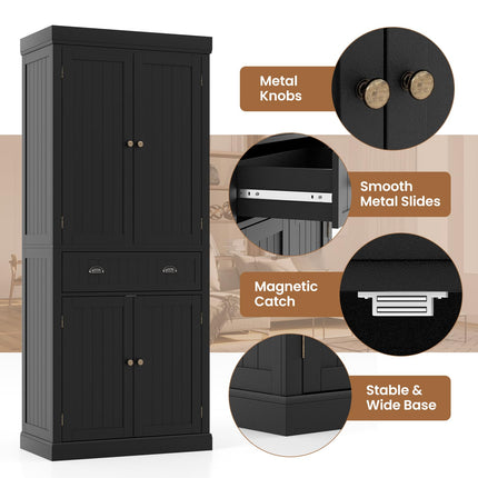 Dreamade Pantry Organizers and Storage, 72" Tall Kitchen Cabinet with 2-Door Cabinets & Drawer, Buffet Sideboard