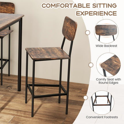 Dreamade 5-Piece Dining Table Set W/Counter Height Table & 4 Bar Stools