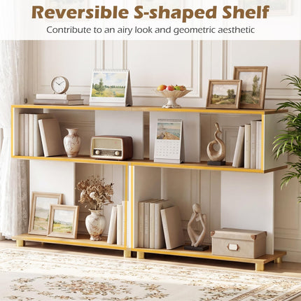 Dreamade 3-Tier Geometric S Shaped Bookcase with Open Storage Shelves (1/2)