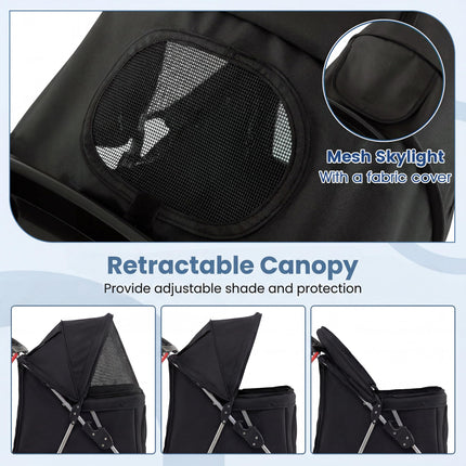 Dreamade 3 Wheel Foldable Dog Stroller for Small Dogs Cats