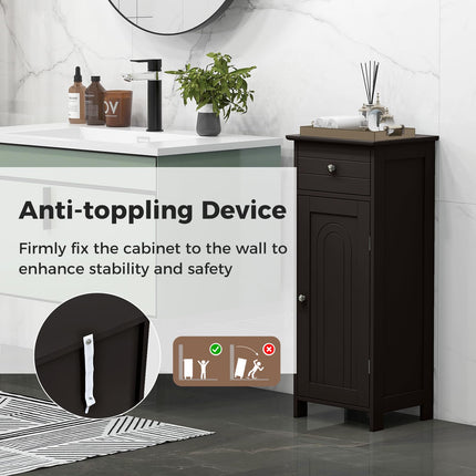 Dreamade 34.5” Bathroom Cabinet Narrow Side Storage Organizer with Drawer
