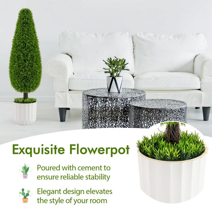 Dreamade 3ft Artificial Cedar Teardrop Shaped Topiary Tree, 2 Pack Faux Potted Plants with Plastic Nursery Pot