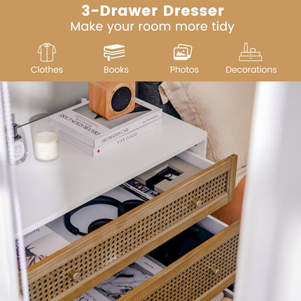 Dreamade 3-Drawer Dresser Chest for Bedroom - Storage Chest of Drawers with Anti-toppling Device