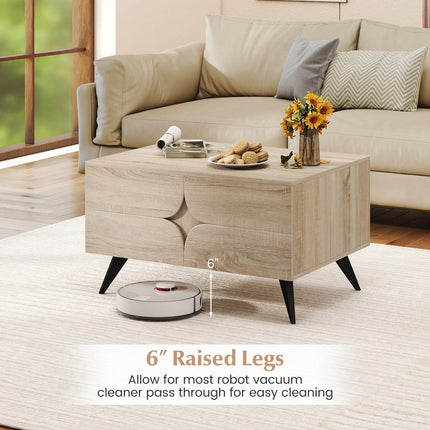 Dreamade Farmhouse Accent Modern Coffee Table with Storage for Living Room Bedroom