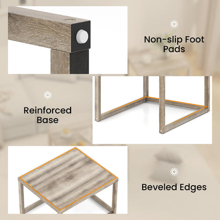 Dreamade Nesting Coffee Tables Set of 2 with Storage Shelf Rubber Wood