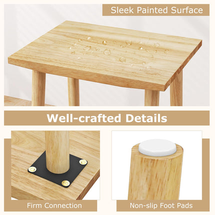Dreamade 25.5" Wooden Bar Stools Set of 2/4, Farmhouse Backless Counter Height Bar Stools with Footrest