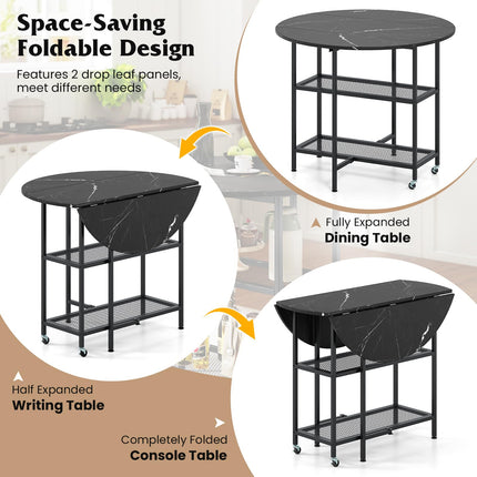 Dreamade Folding Dining Table with Lockable Wheels