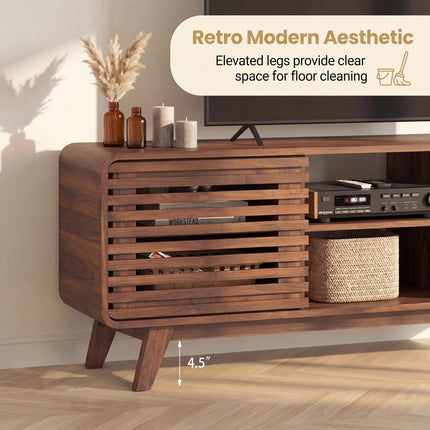 Dreamade 58" Mid Century Modern TV Stand for 65 inch TV with Grille Doors