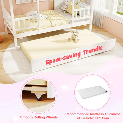 Dreamade Twin House Bed with Trundle Bed Twin