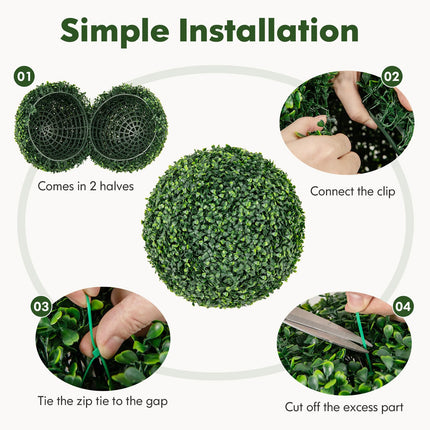 Dreamade 2 PCS 16 Inch Artificial Plant Topiary Ball, Round Faux Boxwood Balls Outdoor, Wedding and Home Décor