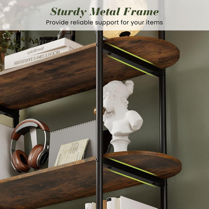 Dreamade Arched Bookshelf 4-Tier Industrial Open Bookcase with Sturdy Metal Frame