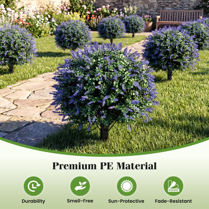 Dreamade 2 Pack Artificial Lavender Boxwood Topiary Ball Trees 27.5" Faux Floral Shrubs