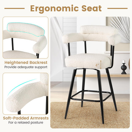 Dreamade Swivel Bar Stool Set of 2/4 Counter Height Chairs with Curved Back and Arms