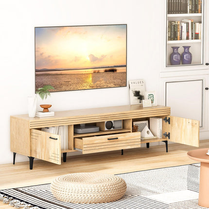 Dreamade TV Stand for TV up to 65 Inches, Mid Century Modern Entertainment Center with 2 Cabinets