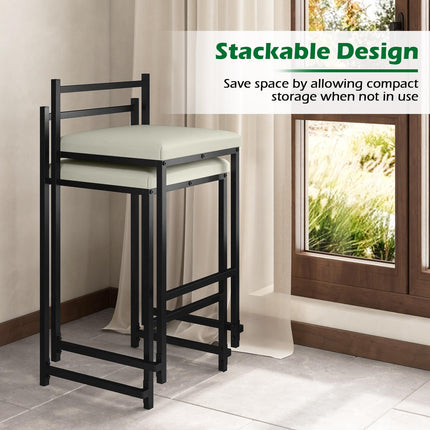 Dreamade 26 Inch Modern Metal Bar Stools Set of 2/4 Armless Bar Chairs with Low Back