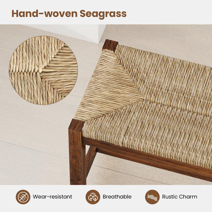 Dreamade Dining Bench with Woven Seagrass Woven Seat