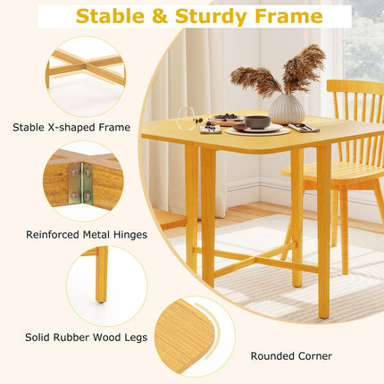 Dreamade 36" Extendable Dining Table with Drop Leaf X-Shaped Frame Rubber Wood Legs