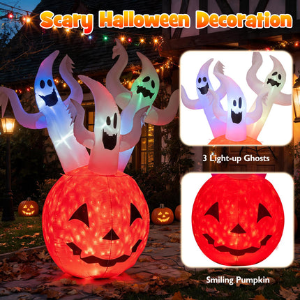 DREAMADE 6FT Halloween Inflatables Lighted Ghost Pumpkin Yard Decoration