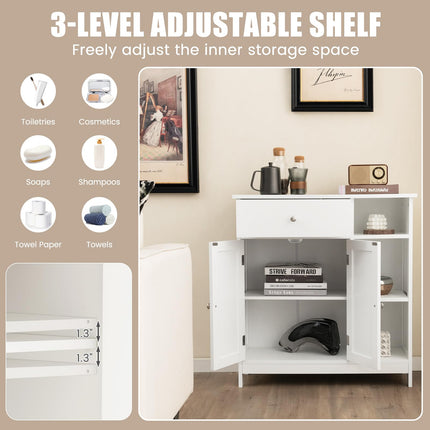 Dreamade Bathroom Storage Cabinet with Drawer - Floor Cabinet w/ 3 Open Shelves