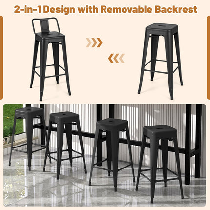 Dreamade Metal Bar Stools Set of 4 for Kitchen Island